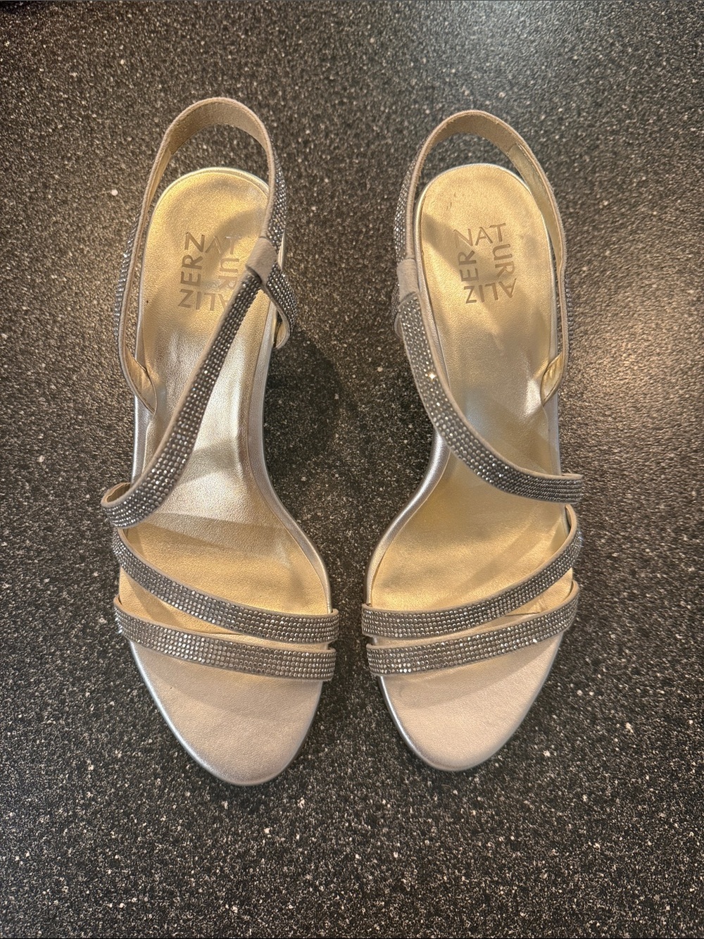 Naturalizer women’s Silver Rhinestone Slingback Heels - size 8.5 formal shoes